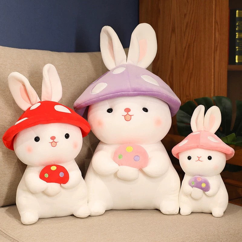 11 Inch Bunny Plush Toy with Mushroom Bib