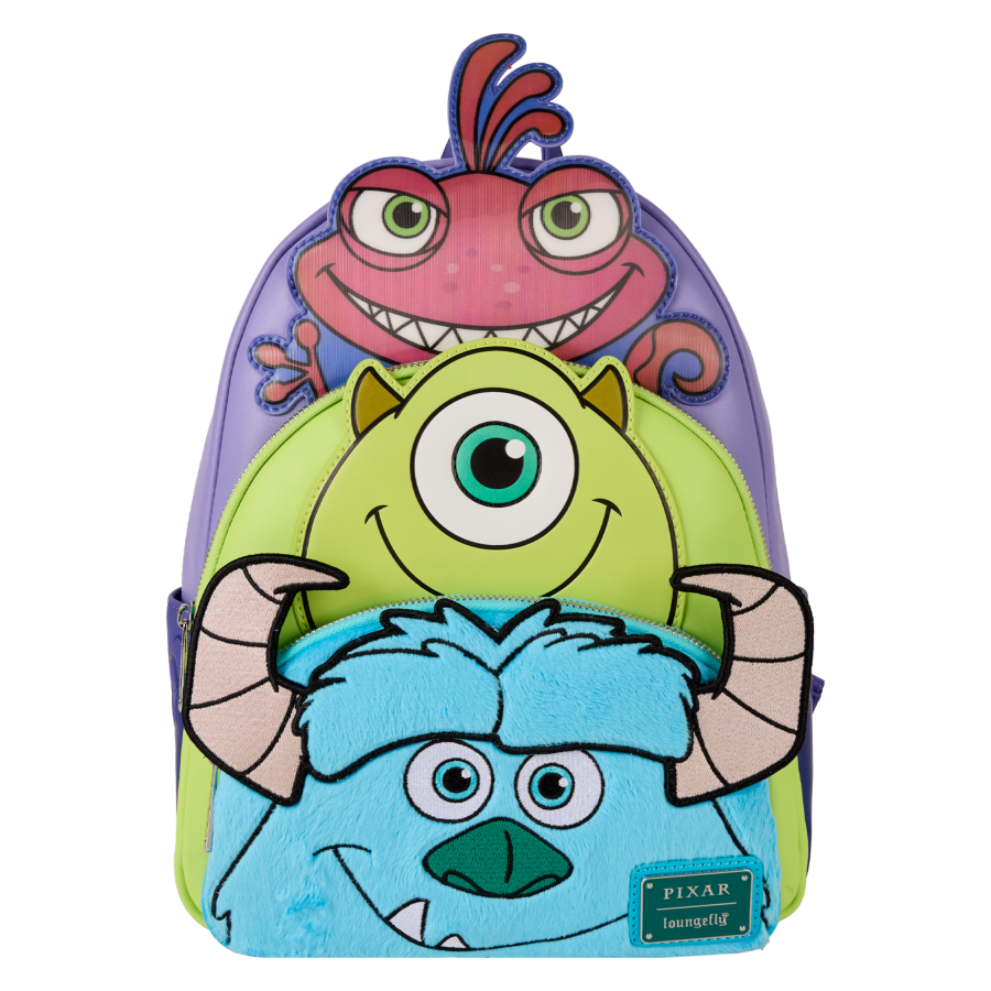 Monsters Mike, Sulley, Randall Triple Pocket Mini Backpack