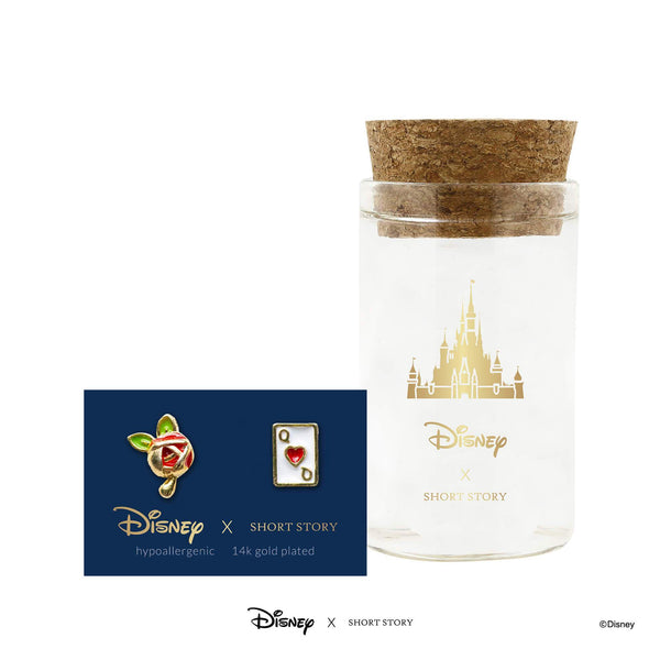 Disney - Alice in Wonderland - Epoxy Rose and Card Earrings