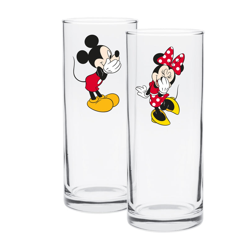 Disney Mickey and Minnie Set Of 2 Highball Glasses