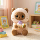 Siamese Cat with Ice Cream Plush - 30cm