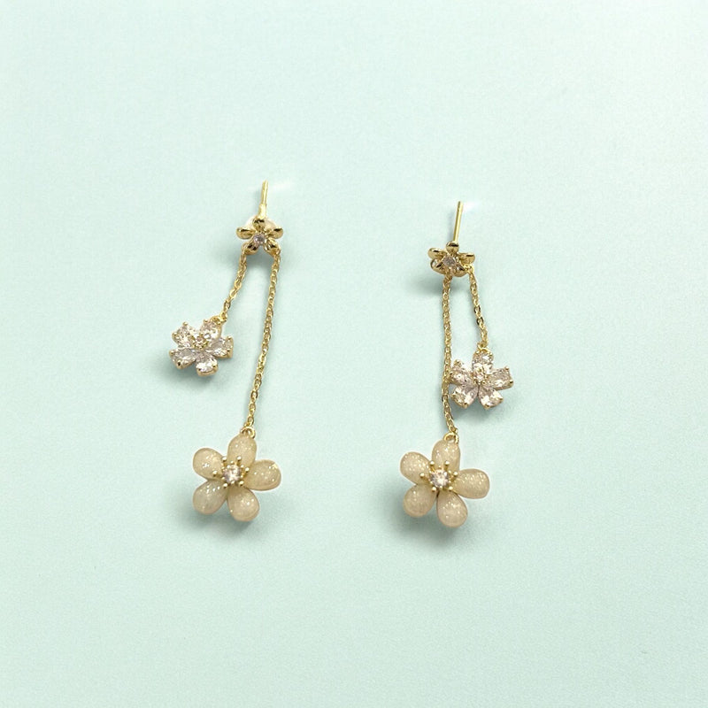White Sakura Drop Earrings