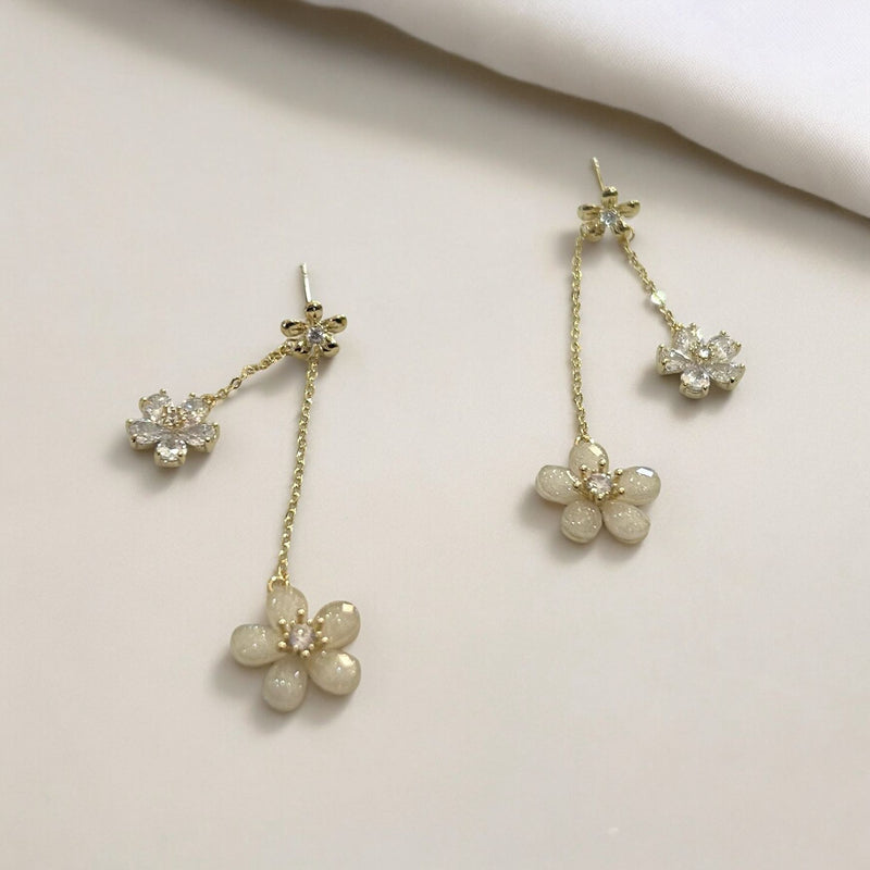 White Sakura Drop Earrings