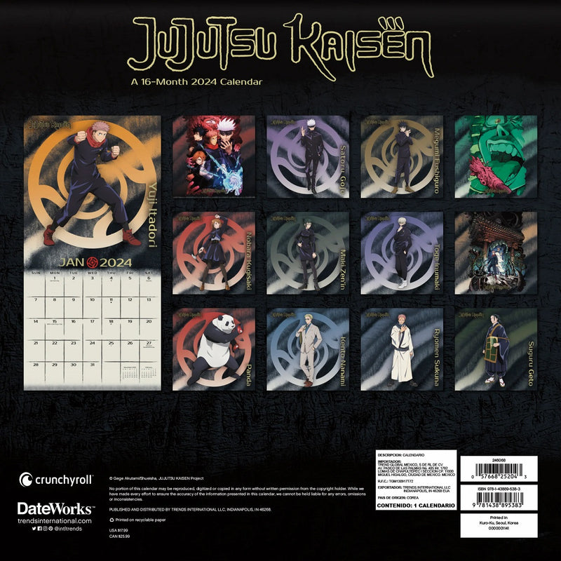 Jujutsu Kaisen (Crunchyroll Anime) - 2024 Square Wall Calendar