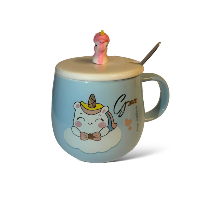 Kawaii Chibi Unicorn Mug with Lid and Spoon