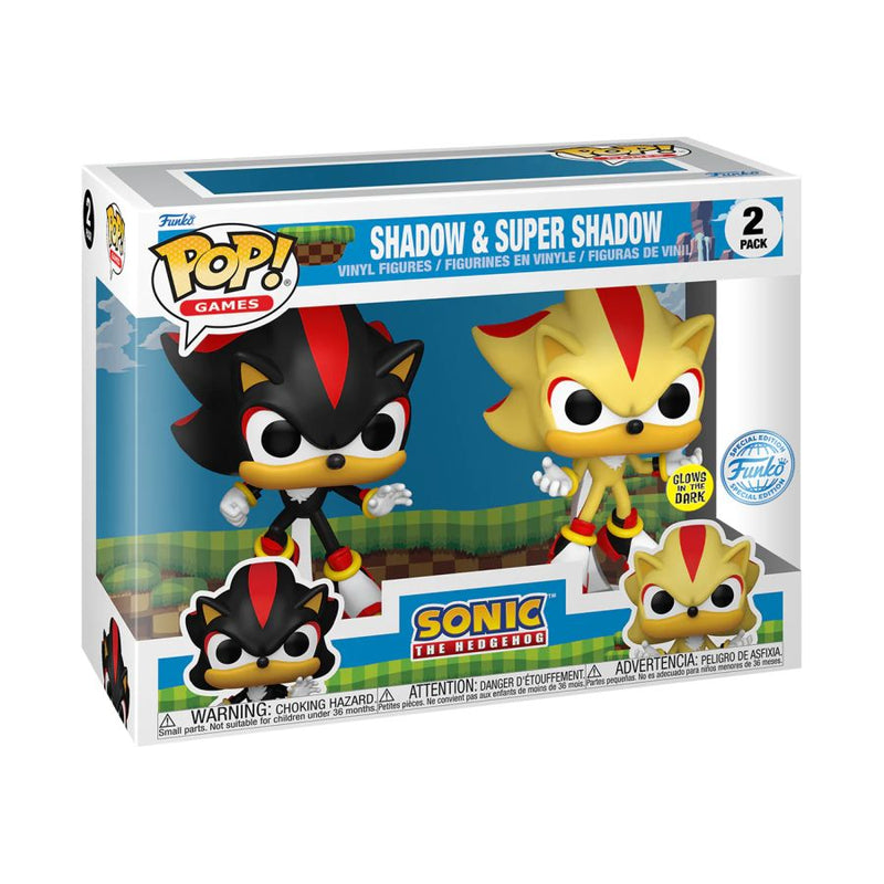 Sonic the Hedgehog - Shadow & Super Shadow Glow Pop! Vinyl 2-Pack [RS]