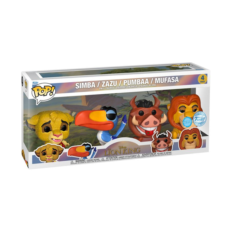 Lion King - Simba, Zazi, Pumbaa, Mufasa Glitter Pop! 4-Pack [RS]