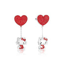 Sanrio - Hello Kitty Crystal Heart Drop Earrings (Silver)