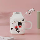 Milk Carton 3D Shaped Ceramic Mug with Lid and Straw