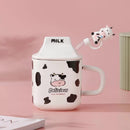 Milk Carton 3D Shaped Ceramic Mug with Lid and Straw