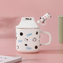 Milk Carton 3D Shaped Ceramic Mug with Lid and Straw