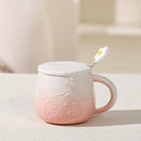 Sakura Cat Ceramic Mug with Spoon