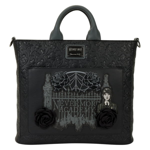 Wednesday - Black Roses Convertible Tote Bag / Backpack