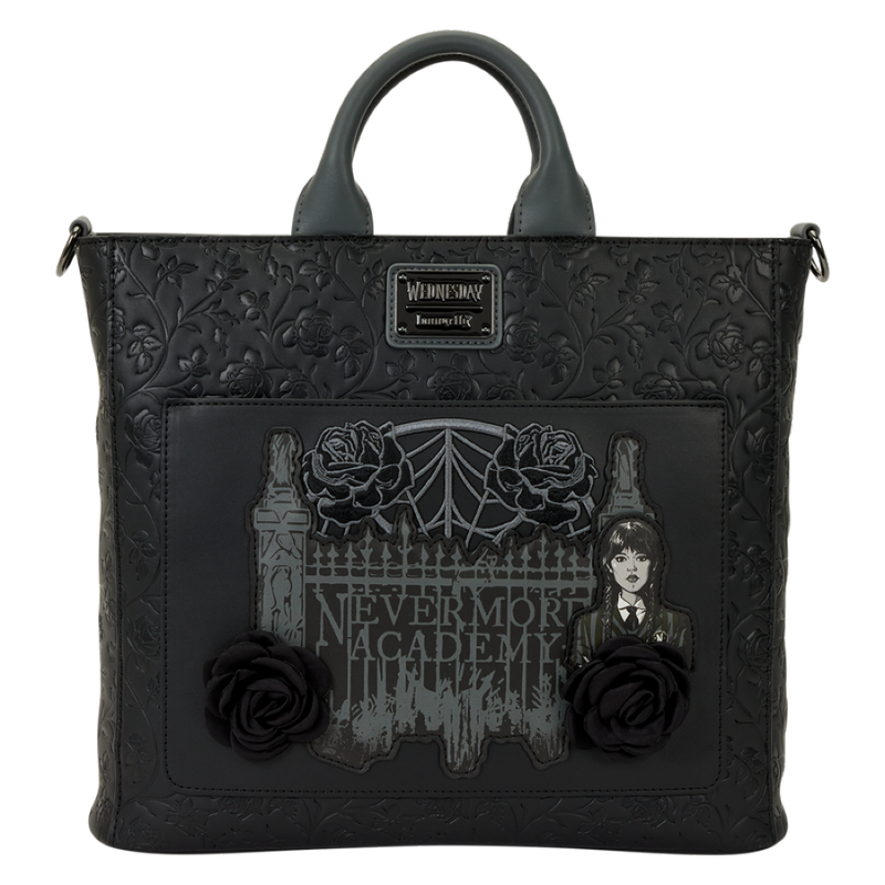 Wednesday - Black Roses Convertible Tote Bag / Backpack