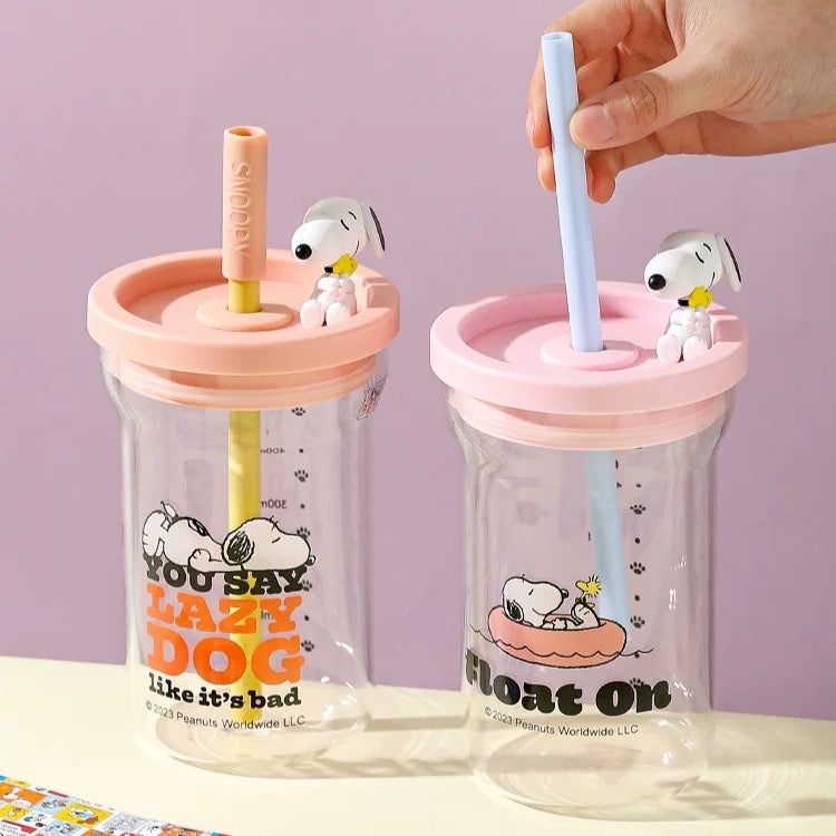Peanuts - Snoopy Glass Cup with Straw 700ml