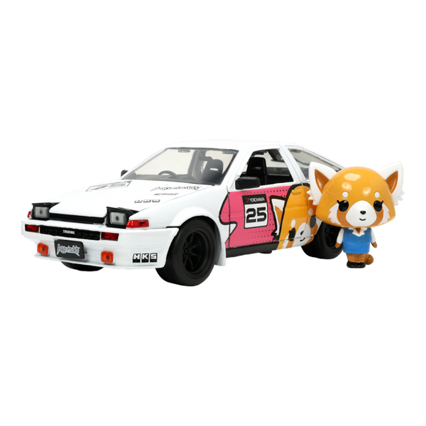 Aggretsuko - Toyota AE86 with Aggretsuko 1:24 Scale Diecast Vehicle Set