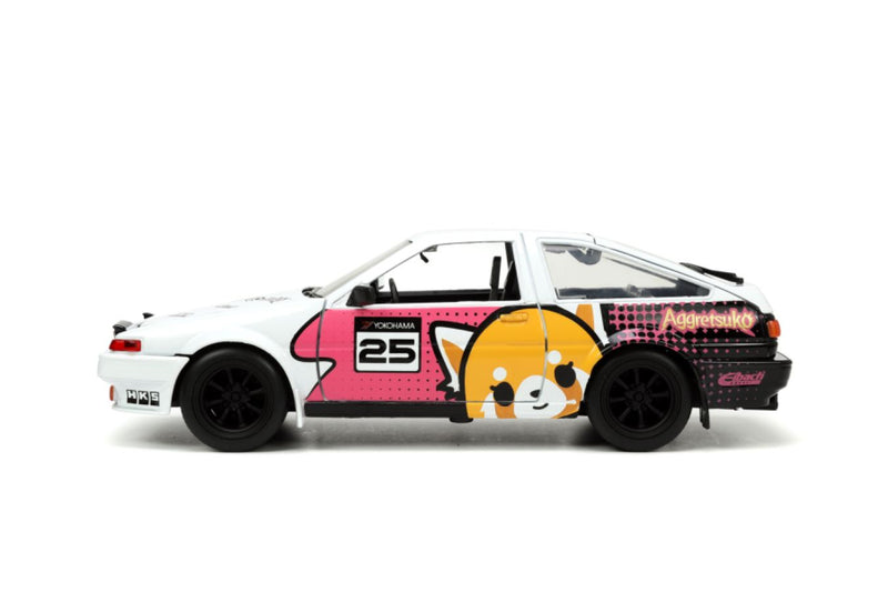 Aggretsuko - Toyota AE86 with Aggretsuko 1:24 Scale Diecast Vehicle Set