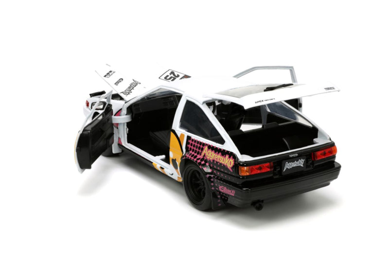 Aggretsuko - Toyota AE86 with Aggretsuko 1:24 Scale Diecast Vehicle Set