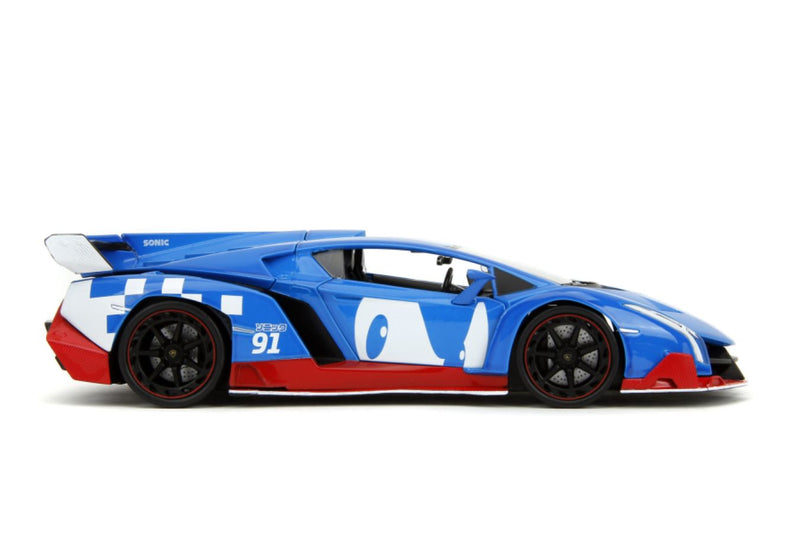 Sonic  - Lamborghini Veneno 1:24 Scale Diecast Vehicle with Sonic Figure