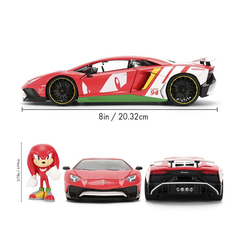 Sonic the Hedgehog - Lamborghini Veneno SV 1:24 Scale Diecast Vehicle with Knuckles Figure