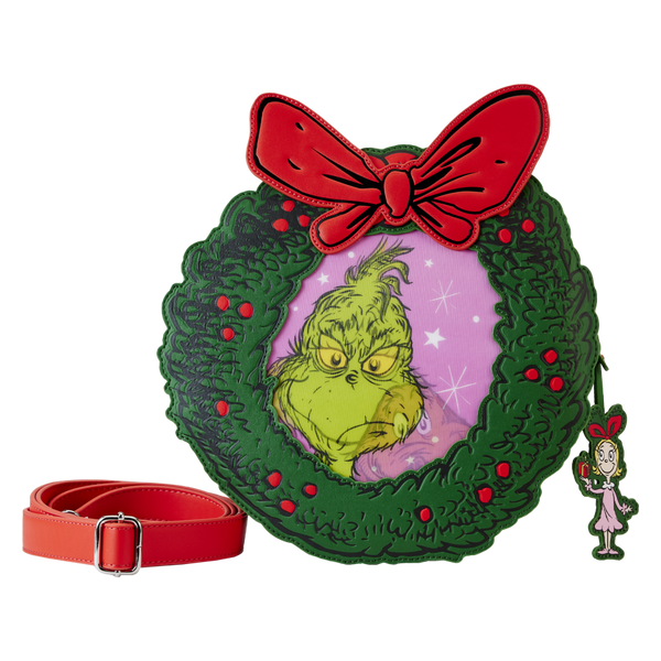 Dr Seuss - Dr. Seuss Grinch Holiday Wreath Figural Crossbody Bag
