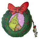 Dr Seuss - Dr. Seuss Grinch Holiday Wreath Figural Crossbody Bag