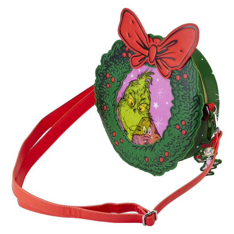 Dr Seuss - Dr. Seuss Grinch Holiday Wreath Figural Crossbody Bag
