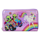 Lisa Frank - Holographic Glitter Color Block Zip Around Wallet Purse