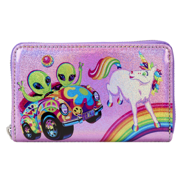 Lisa Frank - Holographic Glitter Color Block Zip Around Wallet Purse