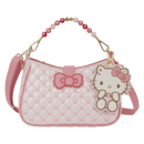 Hello Kitty – Quilted Crossbody Bag with Beaded Handle & Bag Charm