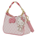 Hello Kitty – Quilted Crossbody Bag with Beaded Handle & Bag Charm