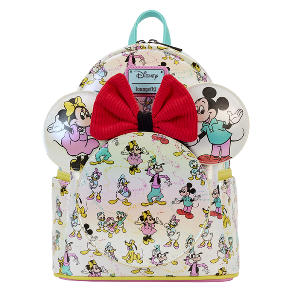 Disney: D100 - All-Over-Print Iridescent Mini Backpack with Mouse Ears Headband