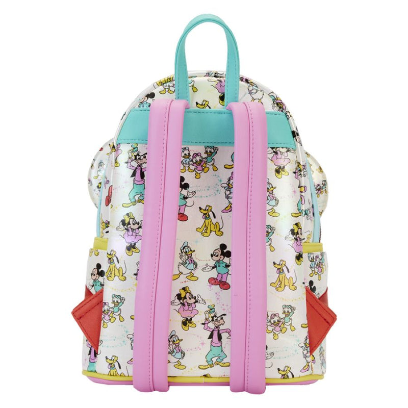Disney: D100 - All-Over-Print Iridescent Mini Backpack with Mouse Ears Headband