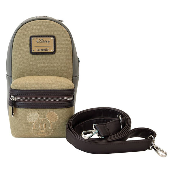 Mickey & Friends - Faux Leather & Canvas Water Bottle Crossbody Bag
