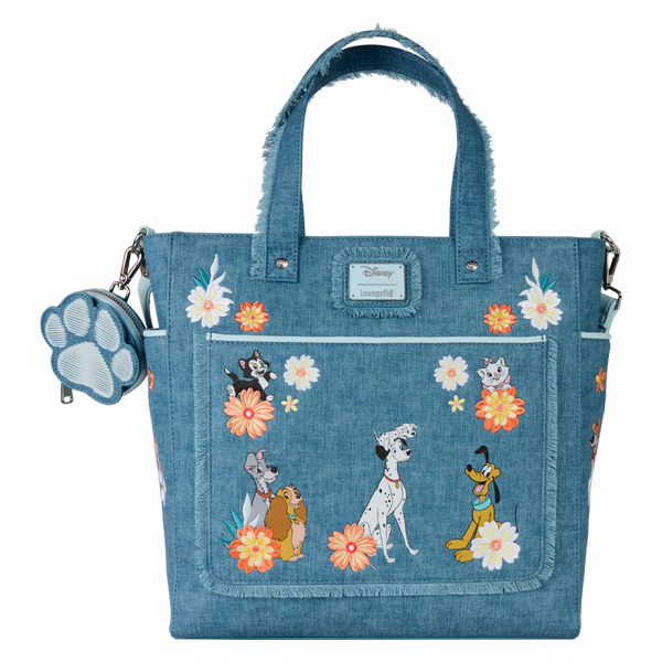 Disney - Dogs & Cats Faux Denim Convertible Tote Bag with Coin Purse