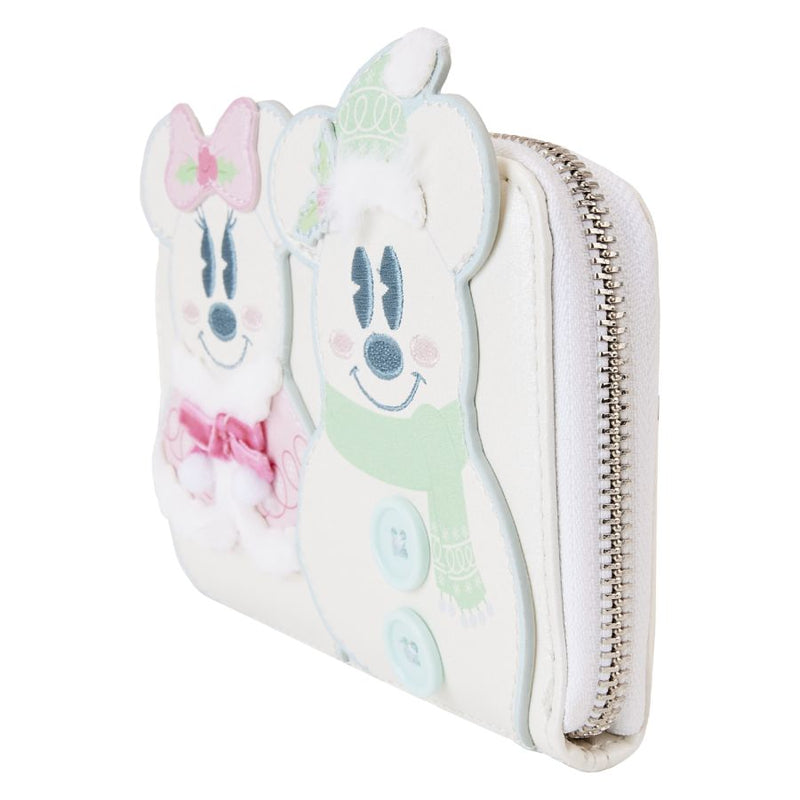 Disney - Mickey & Minnie Pastel Snowman Zip Around Wallet Purse