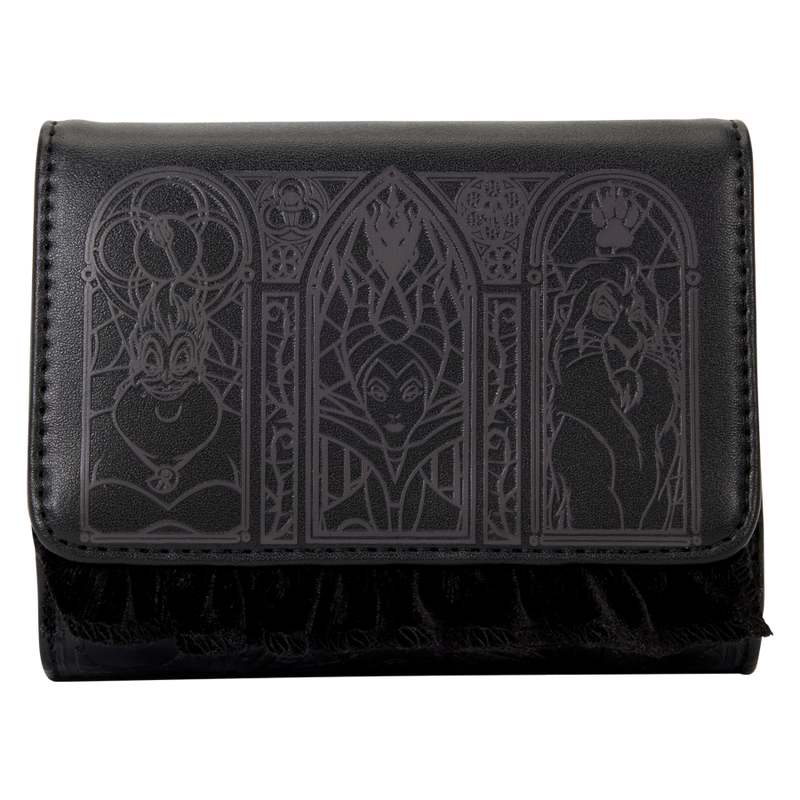 Disney Villains - Black Faux Leather with Velvet Trim Tri-Fold Wallet