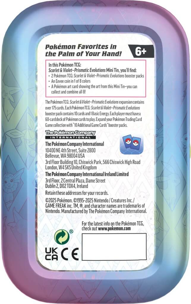 Pokémon TCG: Scarlet & Violet - 8.5 Prismatic Evolutions Mini Tin