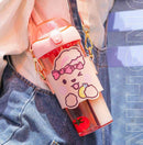 Kawaii Animal Dual Compartment Drink Bottle with Strap