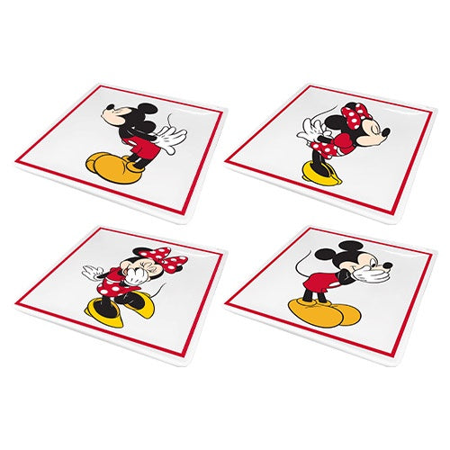 Disney Mickey and Minnie Set of 4 Ceramic Plates