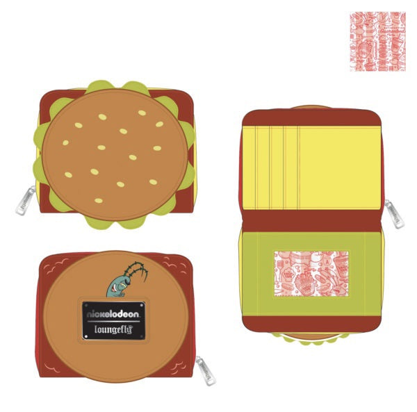 Loungefly Spongebob SquarePants Wallet - Plankton Krabby Patty Design, Official Zip Around Purse - View #10