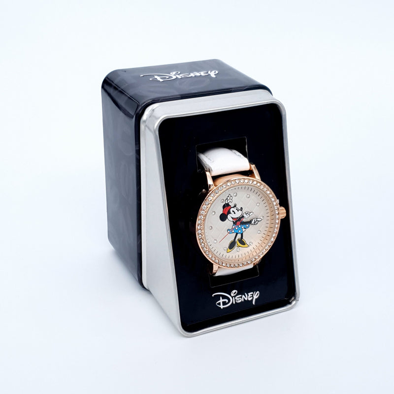 Disney Minnie Mouse Watch with White Leather Strap