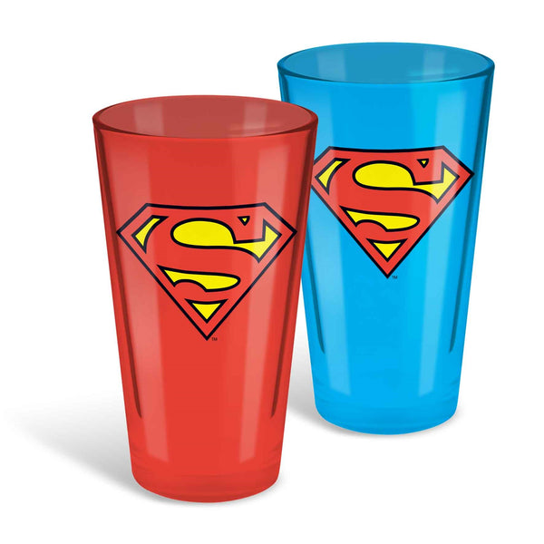 Superman Set of 2 Metallic Conical Glass Gift Pack