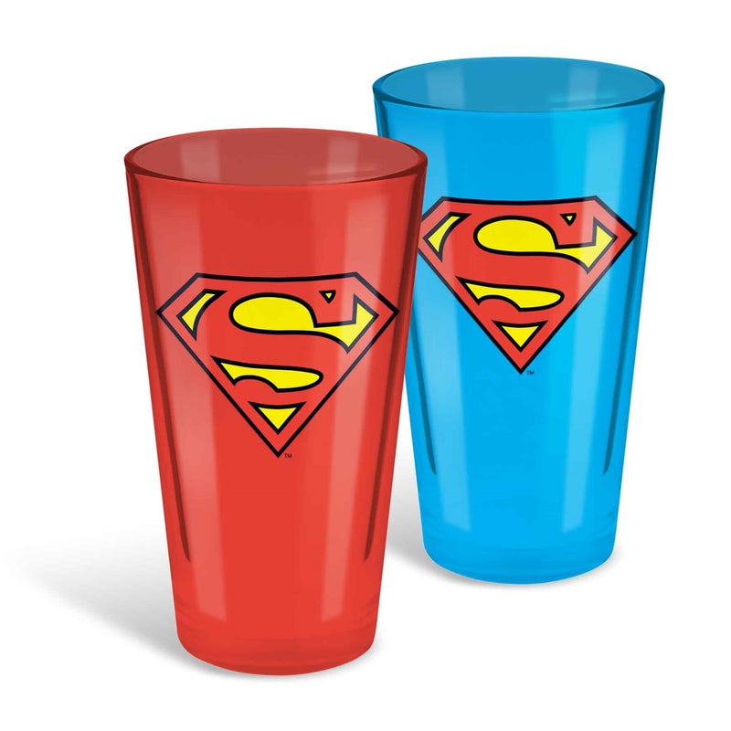 Superman Set of 2 Metallic Conical Glass Gift Pack