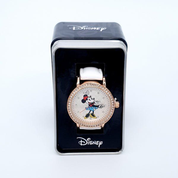 Disney Minnie Mouse Watch with White Leather Strap