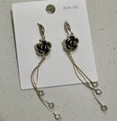 Brianna Black Rose Drop Earrings