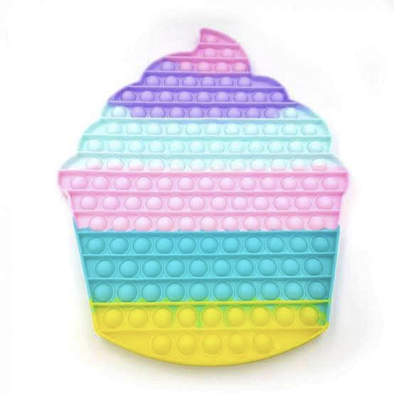 Pop It Fidget Toy JUMBO 35cm x 27cm Pastel Rainbow Cupcake