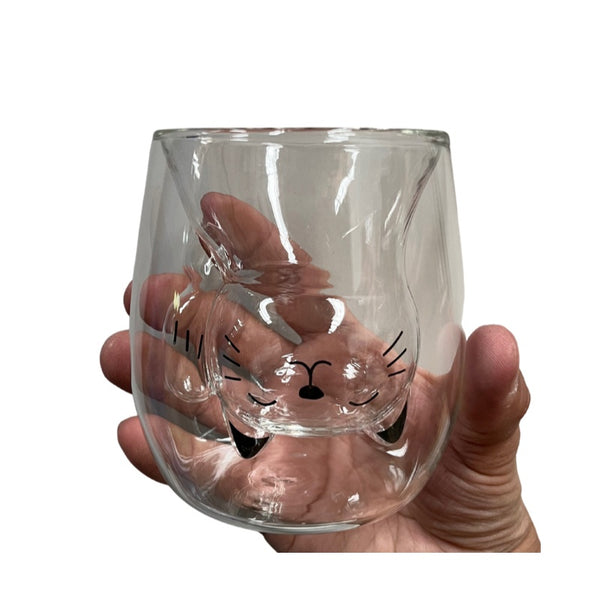 Lovely Cat Double Layer Glass Cup