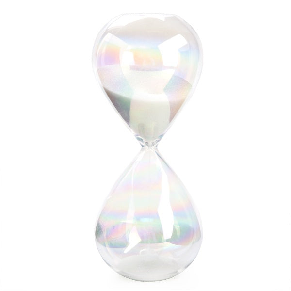 Iridescent Glass White Sand Timer