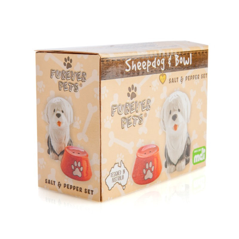 Furever Pets Sheepdog and Bowl Salt & Pepper Set